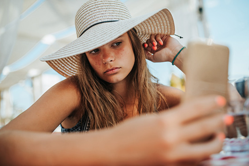 Woman looking at phone