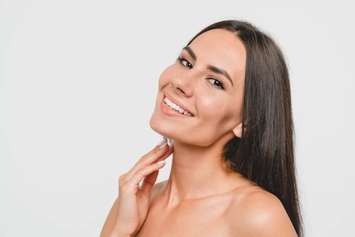 smiling woman with long hair